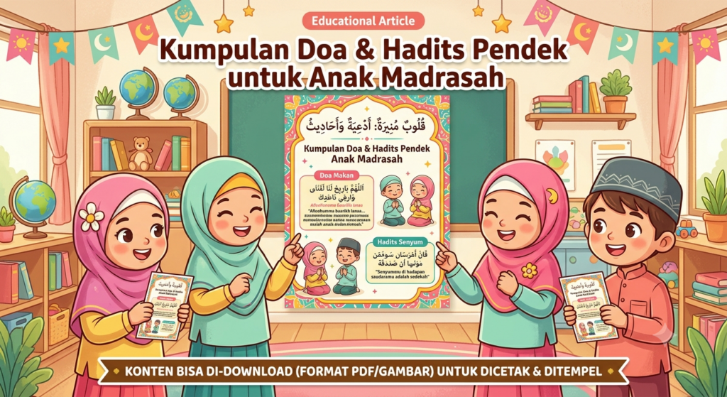 Poster hafalan doa dan hadits pendek untuk anak madrasah