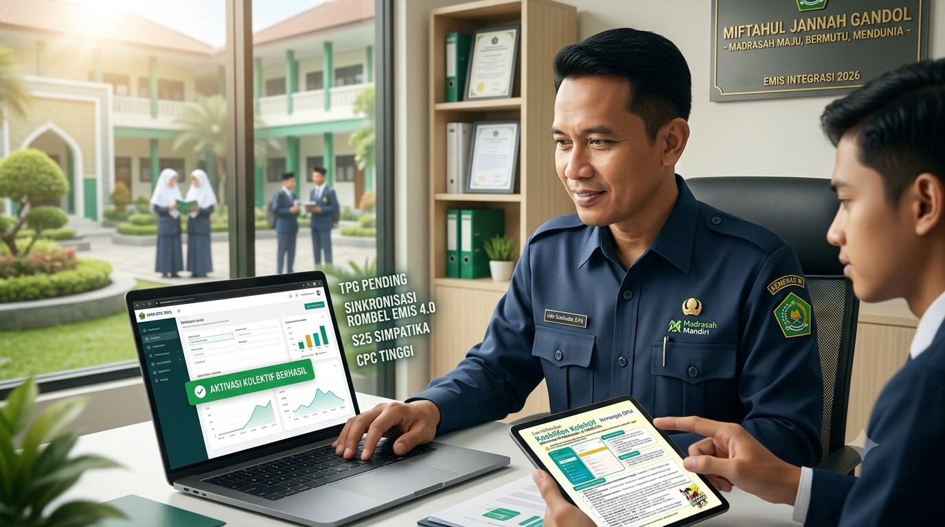 Cara Keaktifan Kolektif EMIS GTK 2026 Panduan lengkap Cara Keaktifan Kolektif EMIS GTK 2026 untuk sinkronisasi rombel EMIS 4.0 dan syarat pencairan Tunjangan Profesi Guru (TPG) Madrasah.