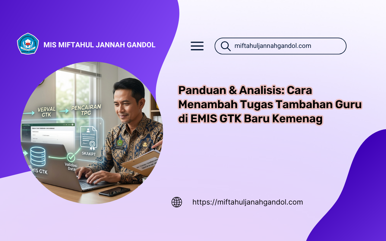 Guru dan operator madrasah melakukan input tugas tambahan pada portal EMIS GTK Kemenag untuk pemutakhiran data sertifikasi dan Jam Layanan Mengajar