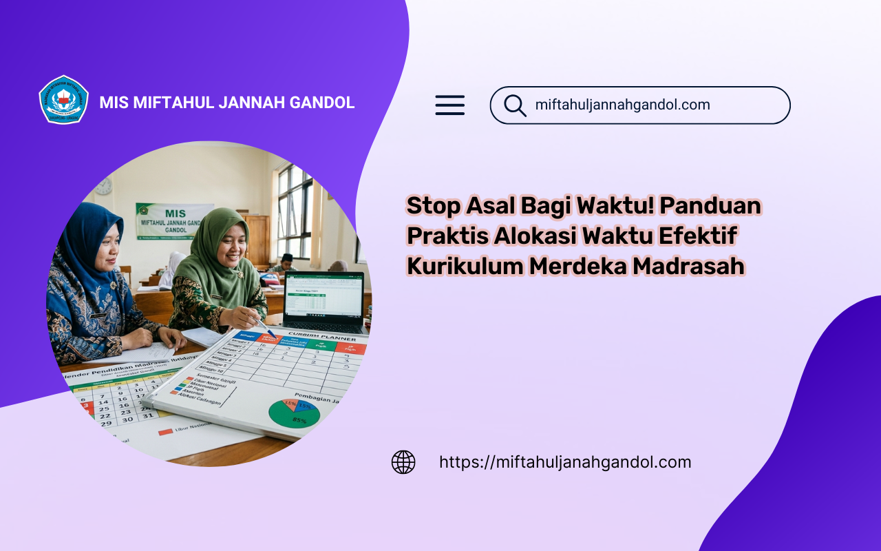 Guru Madrasah MIS Miftahul Jannah Gandol Udin Solehudin S.Pd sedang menganalisis cara menghitung rincian minggu efektif kurikulum merdeka pada papan rencana.