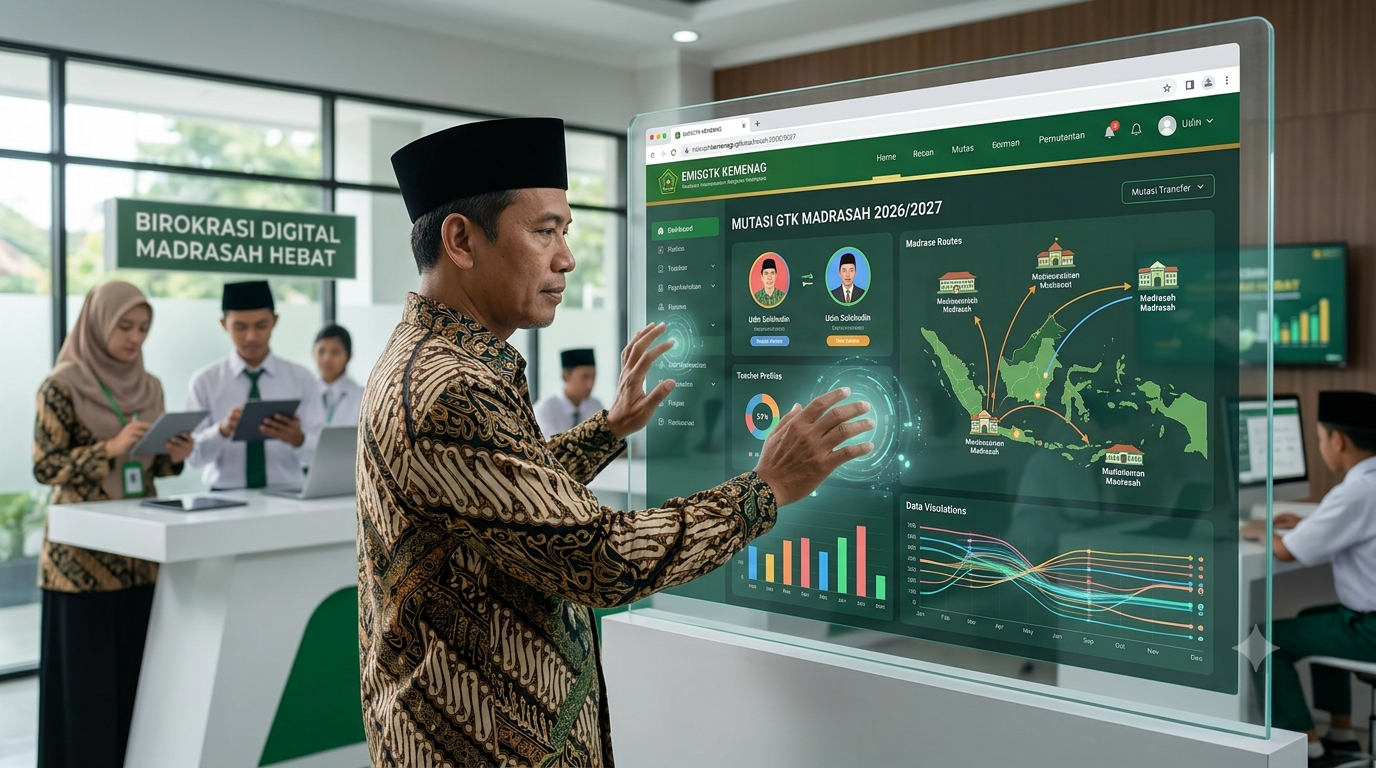 Alur Mutlak Mutasi Guru & Tendik Madrasah Panduan cara mutasi guru dan tendik madrasah melalui portal EMISGTK Kemenag terbaru untuk mengamankan tunjangan profesi guru.