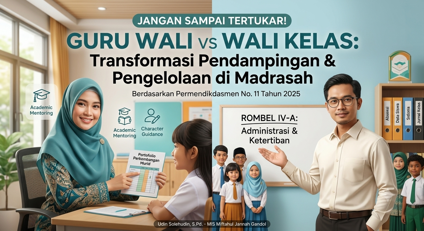 Ilustrasi Guru Wali dan Wali Kelas Madrasah Ibtidaiyah - MIS Miftahul Jannah Gandol