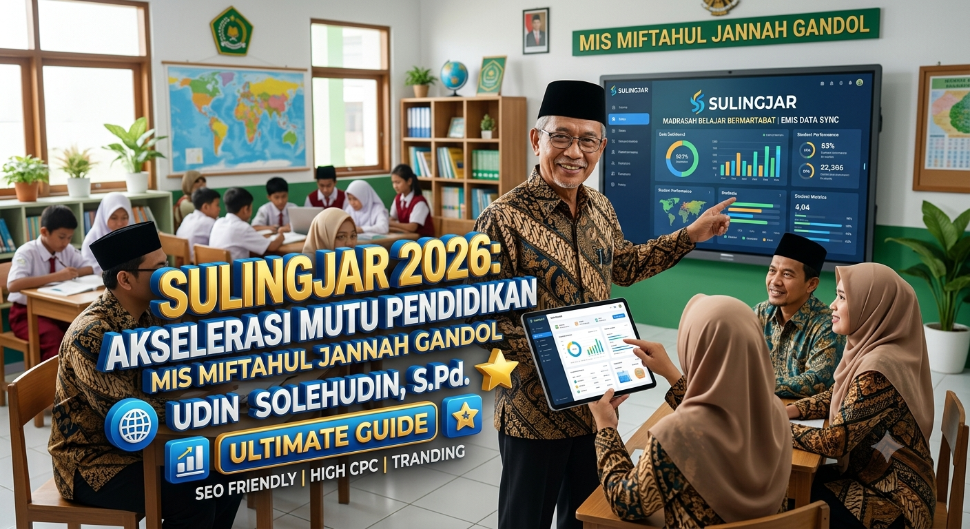 Sulingjar Madrasah 2026 - Udin Solehudin Pendidik madrasah sedang mencetak kartu login di dashboard Sulingjar Kemenag untuk evaluasi mutu pembelajaran dan akreditasi madrasah hebat bermartabat.