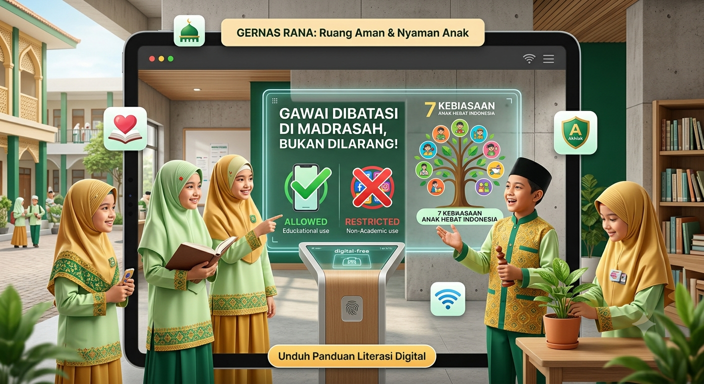 Siswa madrasah berprestasi belajar tanpa gangguan gadget sesuai Gerakan Tujuh Kebiasaan Anak Hebat Indonesia